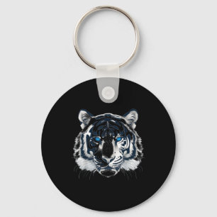 White Tiger Blue Eyes Wild Cat Animal _1 Keychain