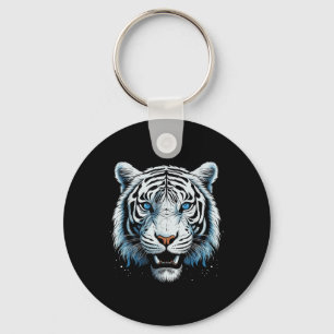 White Tiger Blue Eyes Wild Cat Animal Keychain