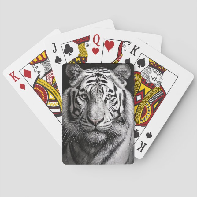White Tiger Charcoal Playing Cards (Back)