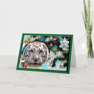 White Tiger Christmas Greeting Card