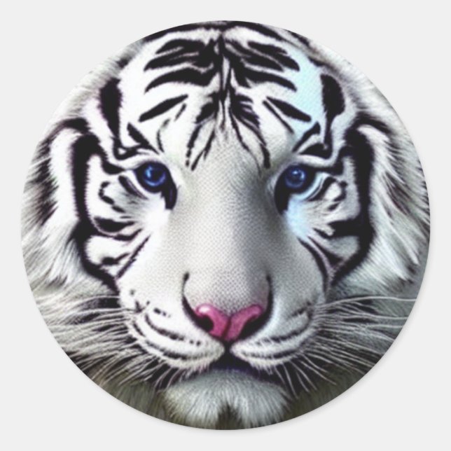 White Tiger Classic Round Sticker (Front)