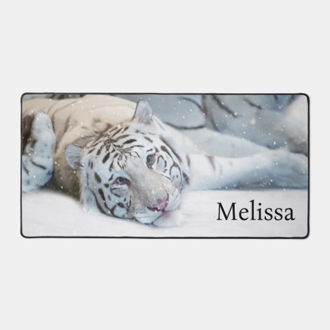 White Tiger Desk Mat (Front)