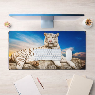White Tiger  Desk Mat