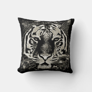 White Tiger Face Close-up Throw Pillow