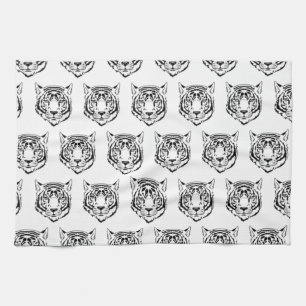 White Tiger Face Head Wild Animals Feline Lover Kitchen Towel