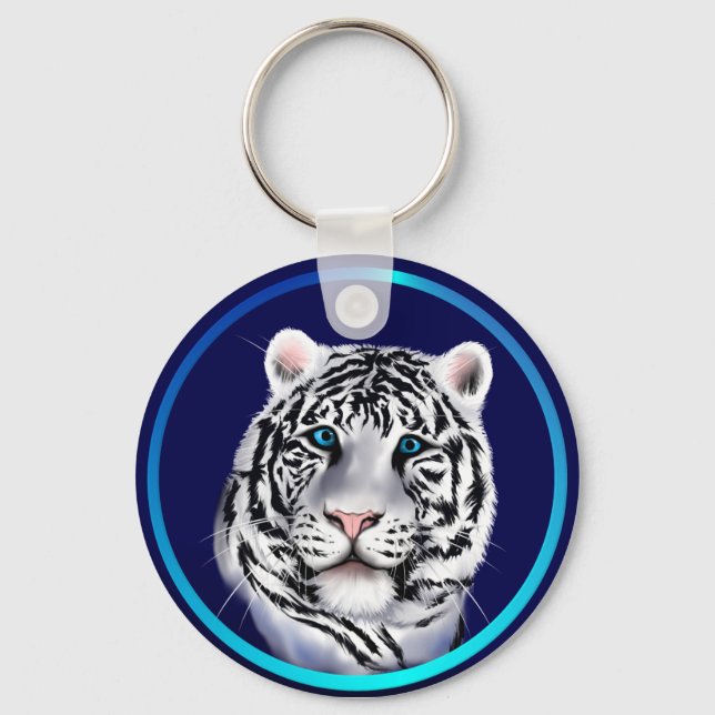 White Tiger Face Keychain (Front)