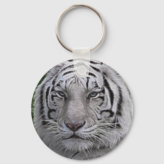 White Tiger Face Keychain (Front)