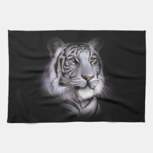 White Tiger Face Kitchen Towel
