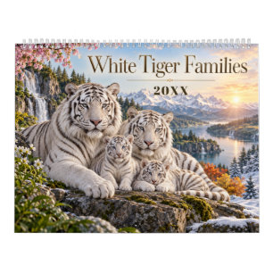 White Tiger Families Through the Seasons Calendar