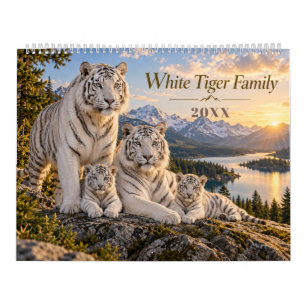 White Tiger Family Seasonal Wildlife Art Calendar