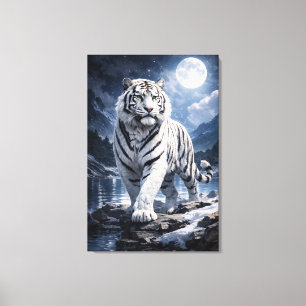 White Tiger Fantasy Art   Man Jiang Hong Art Serie Canvas Print