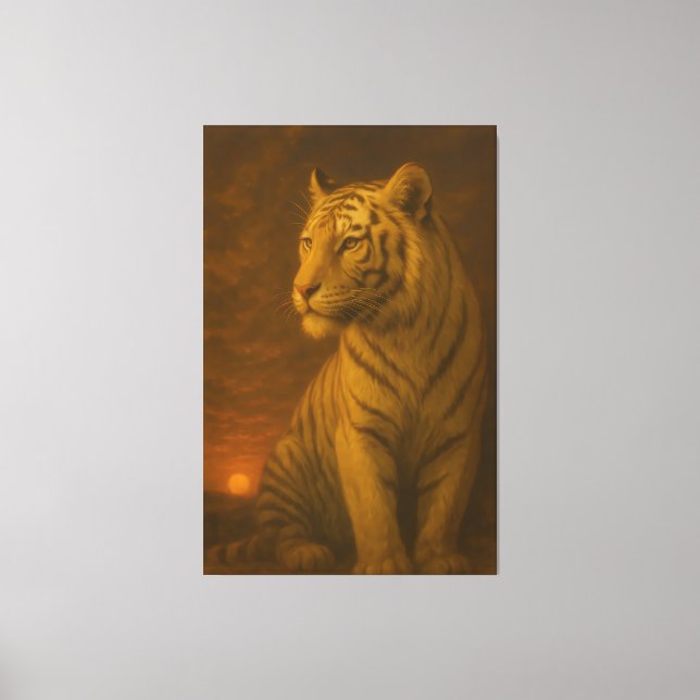 White Tiger Fantasy Art – Mystic Jungle Light Canvas Print (Front)