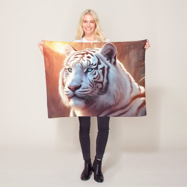 "White Tiger" Fleece Blanket, 30"x40" Blanket (In Situ)