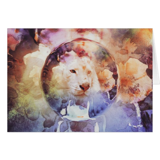 White Tiger Floral All Occasions Greeting Card (Front Horizontal)