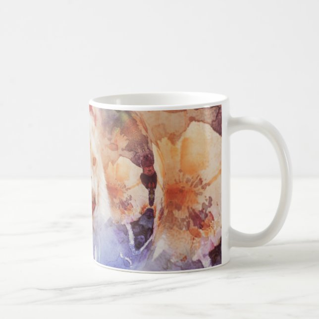White Tiger Floral Bubble Grunge Coffee Mug (Right)