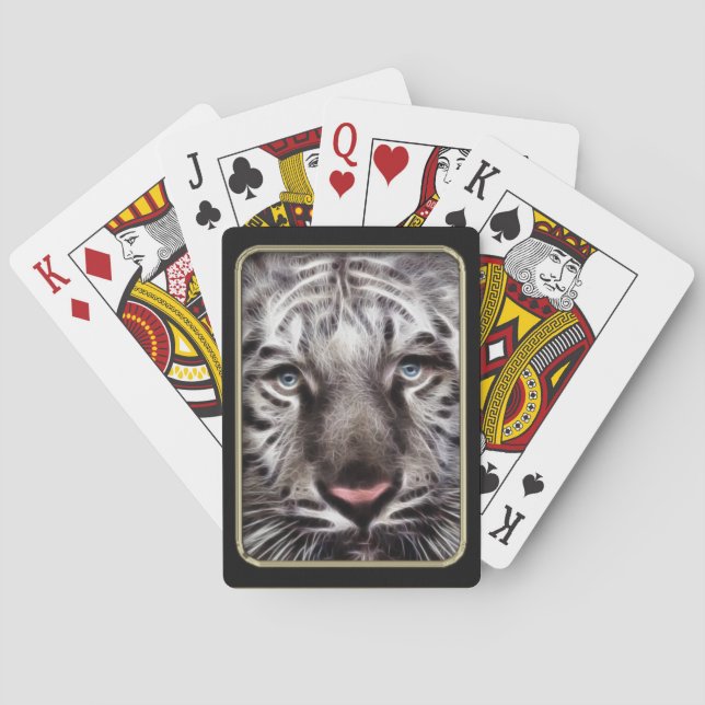 White Tiger Fractal Art Playing Cards (Back)
