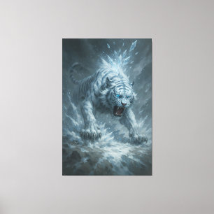 White Tiger – Frost King Ice Burst Descent – ManJi Canvas Print