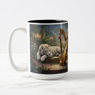 White Tiger Garden Harp – Enchanted Candlelit Cons Two-Tone Coffee Mug