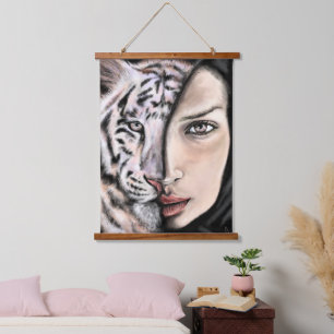 White Tiger Girl - Emotion Tapestry - Painting Art