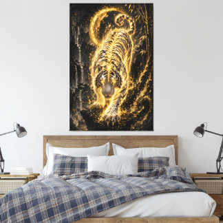 White Tiger Golden Aura – Power Guardian Spirit Ti Canvas Print