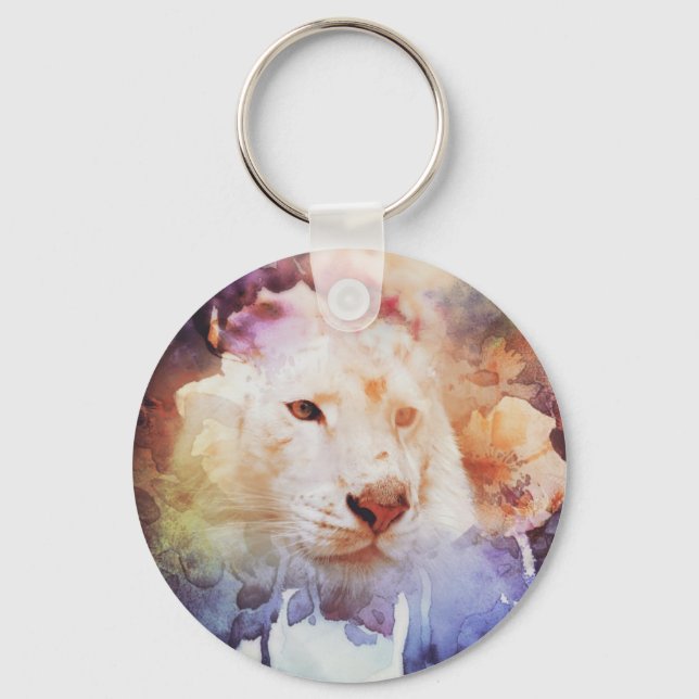 White Tiger Grunge Keychain (Front)
