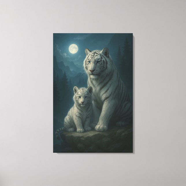 White Tiger – Guardian of Light – ManJiangHong Art Canvas Print (Front)