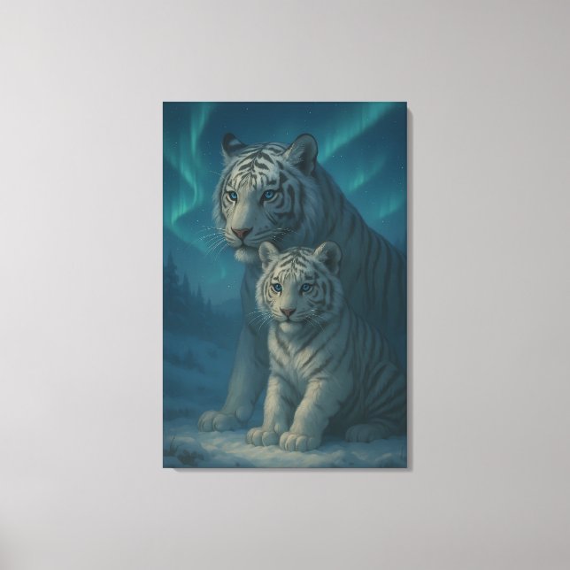 White Tiger – Guardian of Light – ManJiangHong Art Canvas Print (Front)