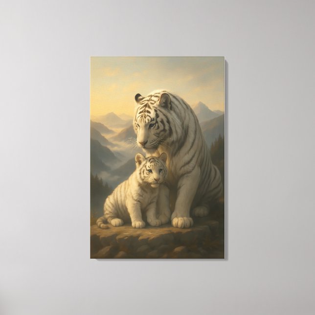 White Tiger – Guardian of Light – ManJiangHong Art Canvas Print (Front)