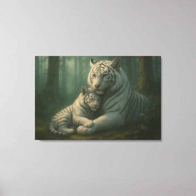 White Tiger – Guardian of Light – ManJiangHong Art Canvas Print (Front)