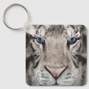 White Tiger Head  Keychain