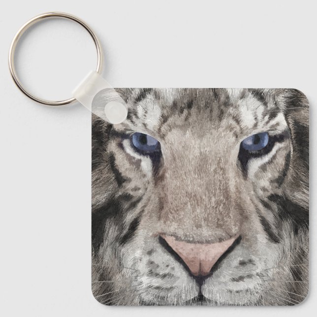 White Tiger Head  Keychain (Front)