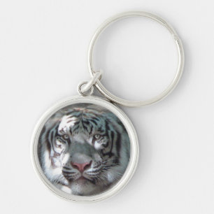 White Tiger Head Keychain