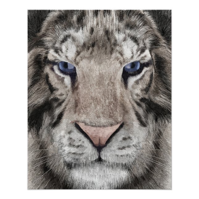 White Tiger Head  Poster (Front)