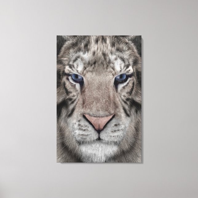 White Tiger Head Wildlife Aesthetic Canvas Print (Front)