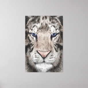 White Tiger Head Wildlife Aesthetic Canvas Print