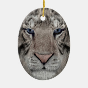 White Tiger Head Wildlife Aesthetic Ceramic Ornament