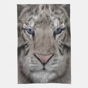 White Tiger Head Wildlife Aesthetic Kitchen Towel