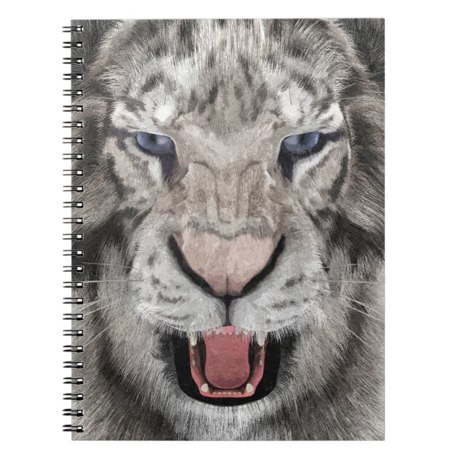 White Tiger Head Wildlife Aesthetic Notebook (Front)