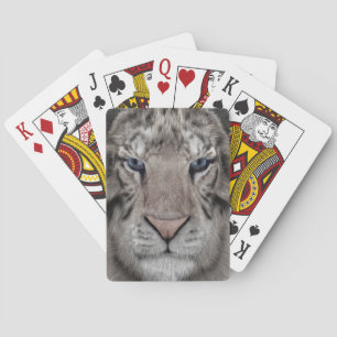 White Tiger Head Wildlife Aesthetic Playing Cards