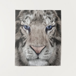 White Tiger Head Wildlife Aesthetic Tapestry