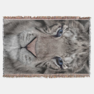 White Tiger Head Wildlife Aesthetic Throw Blanket