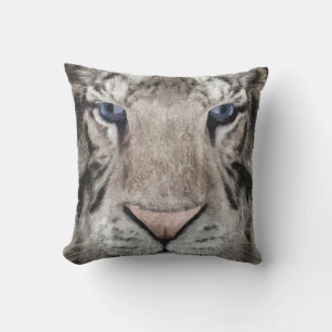 White Tiger Head Wildlife Aesthetic Throw Pillow