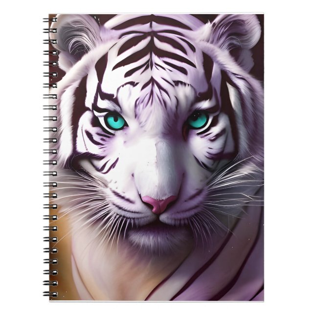 White Tiger Head with Mesmerizing Eyes Notebook (Front)