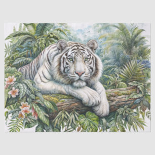 White Tiger In Lush Jungle Tissue Paper