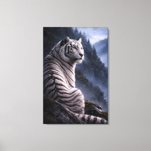 White Tiger in Motion – ManJiangHong Art Series Canvas Print