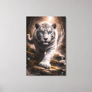 White Tiger in Motion – ManJiangHong Art Series Canvas Print