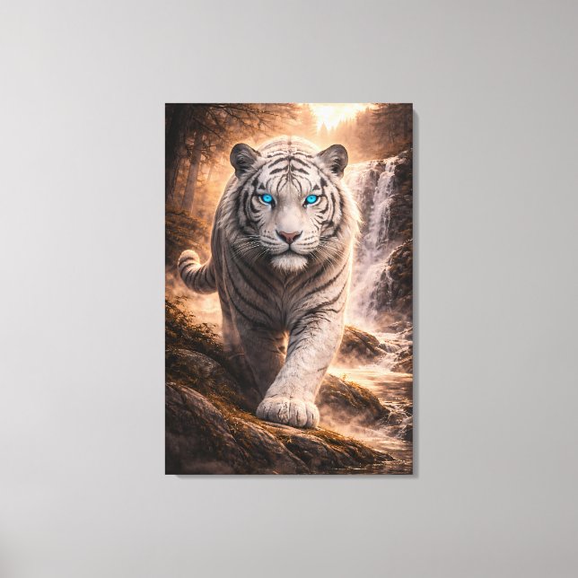 White Tiger in Motion – ManJiangHong Art Series Canvas Print (Front)