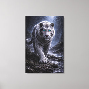 White Tiger in Motion – ManJiangHong Art Series Canvas Print