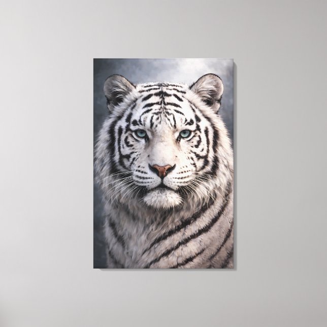 White Tiger in Motion – ManJiangHong Art Series Canvas Print (Front)