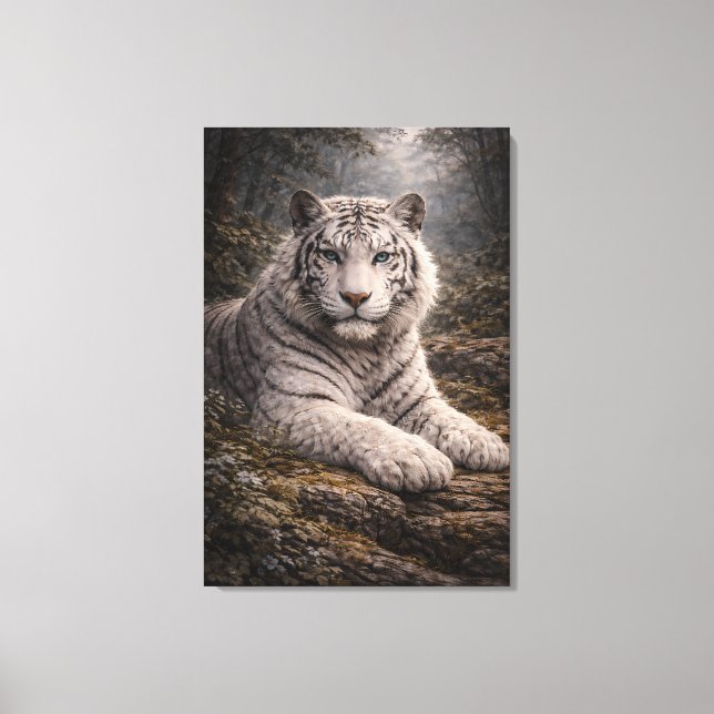 White Tiger in Motion – ManJiangHong Art Series Canvas Print (Front)